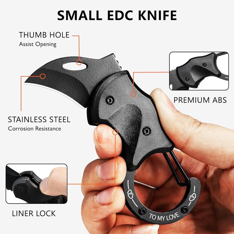Valhalla BIRD Small Pocket Knife Gifts for Men, 1.3'' Mini Box Cutter EDC Gadgets, Cool Stocking Stuffers Birthday & Christmas Gift for Him (To My Love) - Image 3